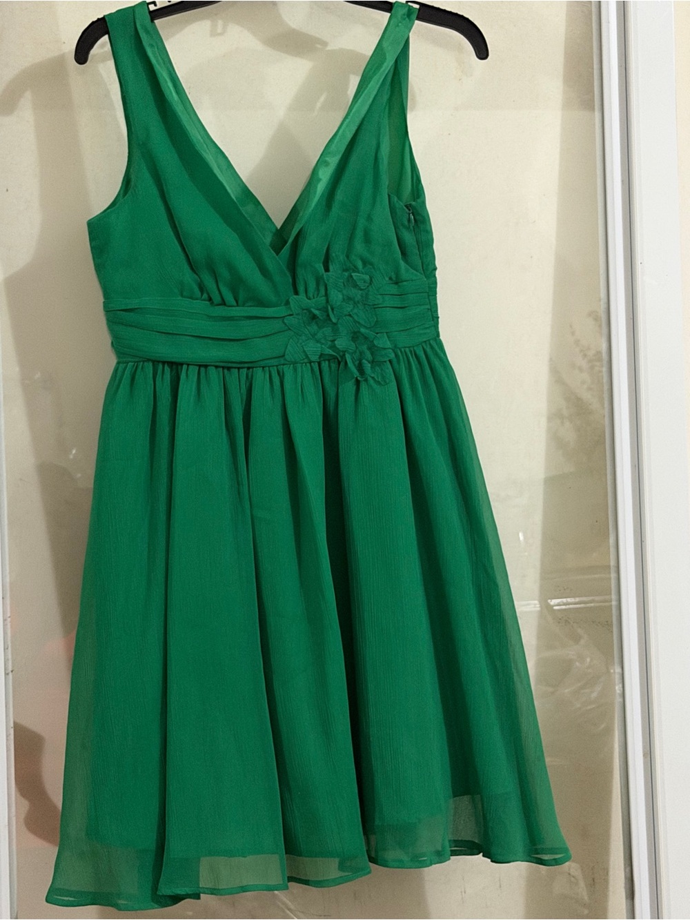 Emerald Green V-Neck Chiffon Party Dress for Girls